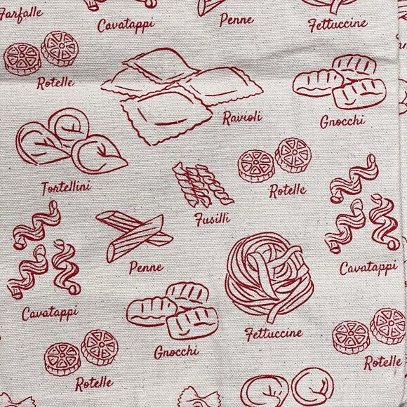 PASTA Cotton Canvas Tote Reusable Shopping Bag Red Cream Chef Gift Ecofriendly - Picture 12 of 17